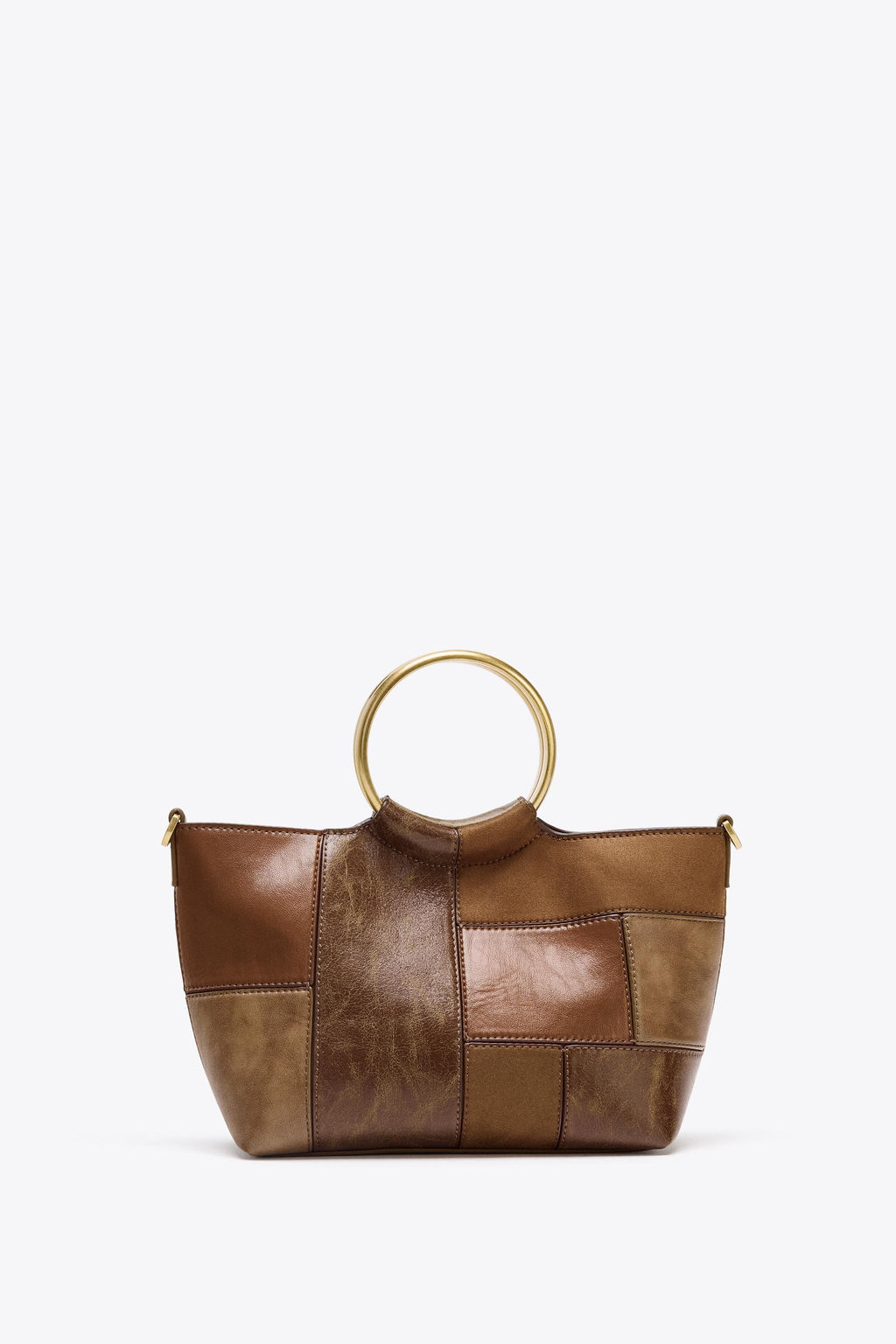 PATCHWORK MINI BUCKET BAG WITH RIGID HANDLES - Zara фото 2