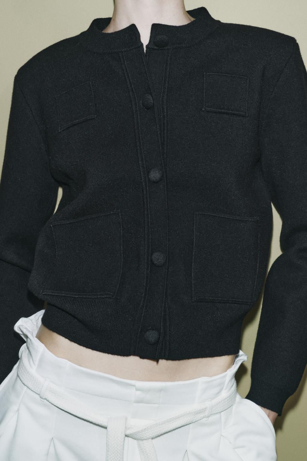 PLAIN KNIT CARDIGAN WITH SHOULDER PADS - Zara фото 2
