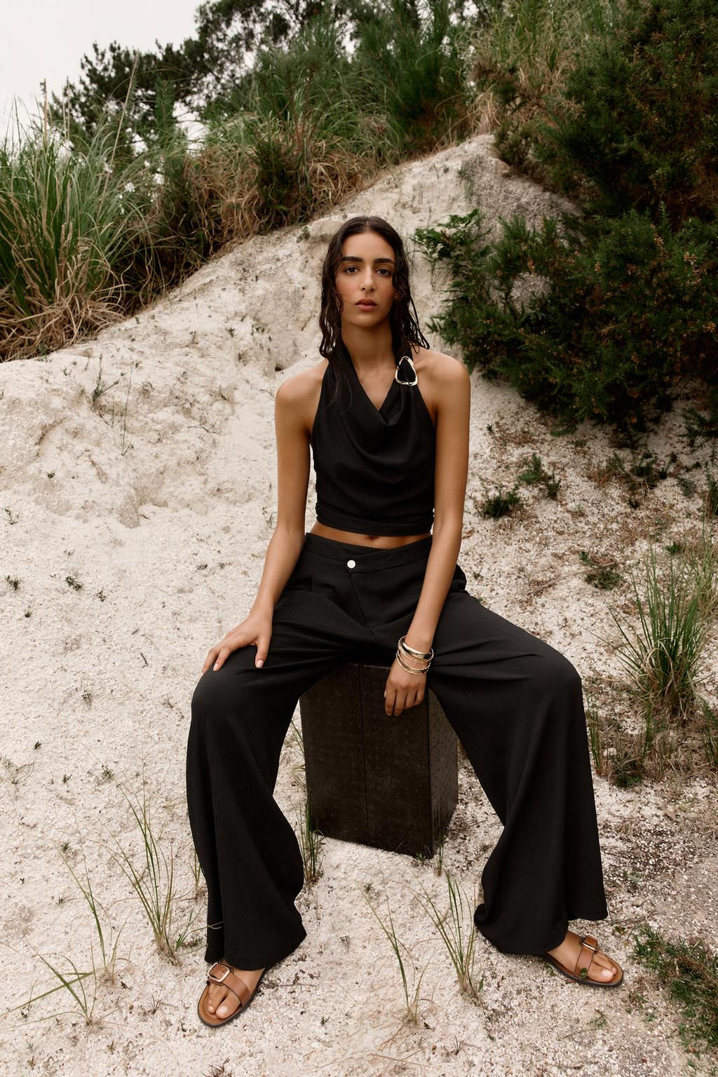 WIDE-LEG TROUSERS WITH WRAP WAIST - Zara фото 3