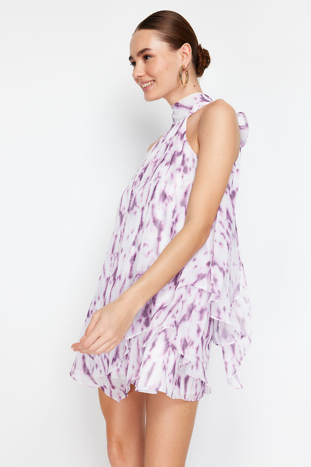 TRENDYOLMILLA Limited Edition Pembe Etegi Katl? Sifon Astarl? Mini Dokuma Elbise TWOSS24EL00548  фото 7