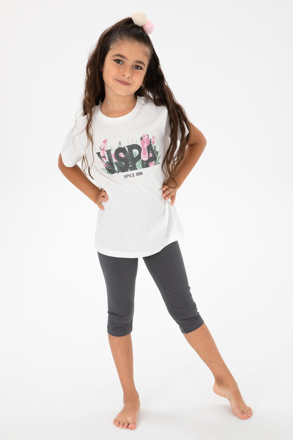 K_z _ocuk Beyaz Pijama Tak_m_ Sepette S_rpriz _ndirim - U.s. polo assn фото 2