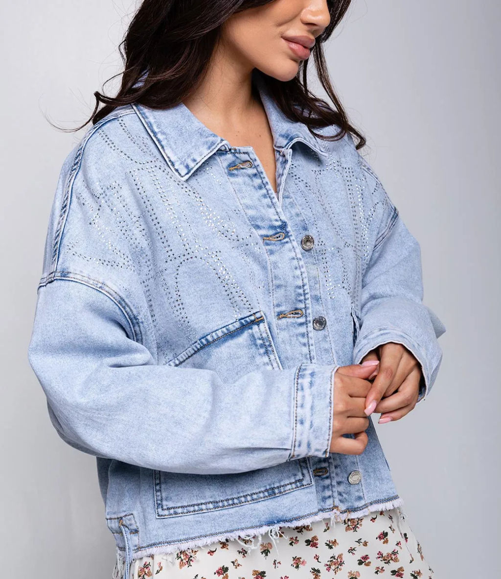 Джинсовая куртка #МСК2110 (1), голубой - Dommod фото 5