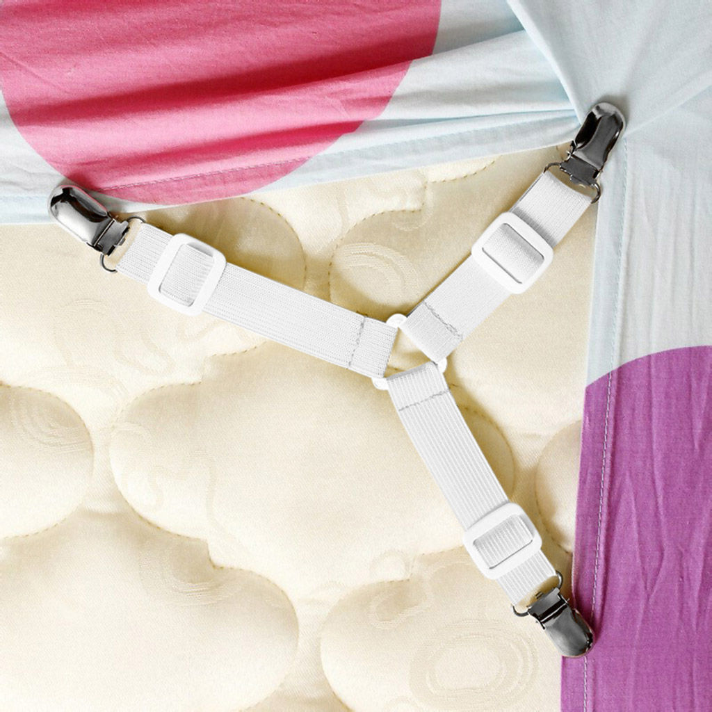 Держатель для простыни комплект из 4-х шт, 3 луча по 30см-3 зажима, с регулировкой длины, для матрасов, табуретов, стульев, скамеек, цвет белый (Китай) - Домашняя мода фото 2