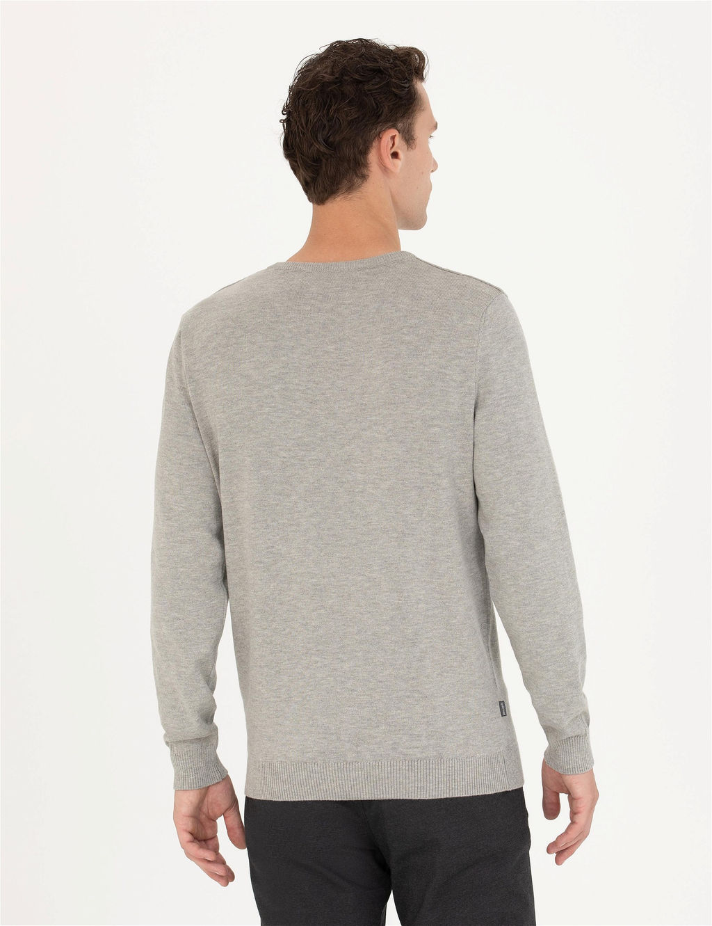 A__k Gri Melanj Slim Fit Bisiklet Yaka Basic Triko Kazak - Pierre cardin фото 5
