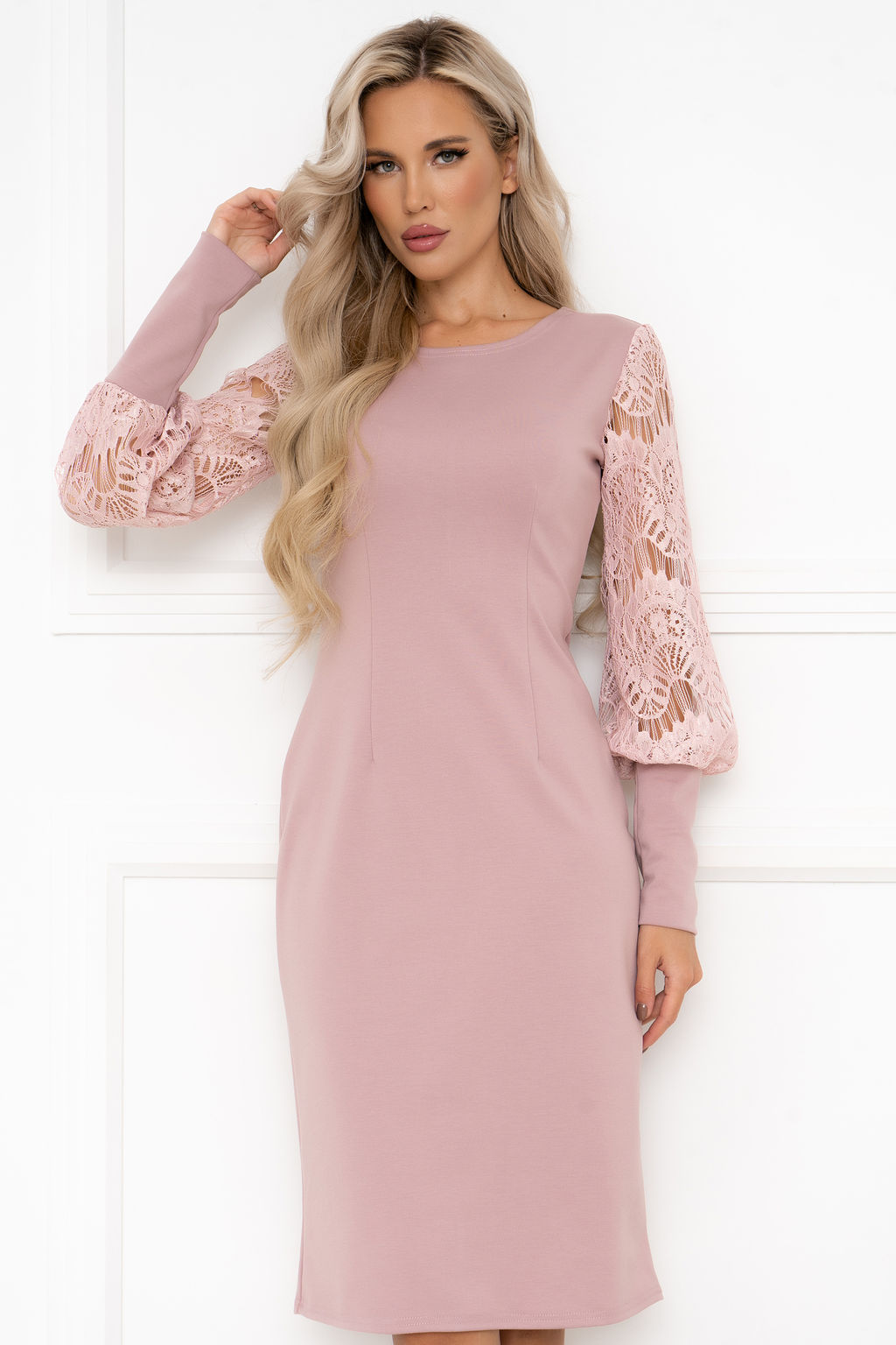Платье Open Style 6395 пудровый