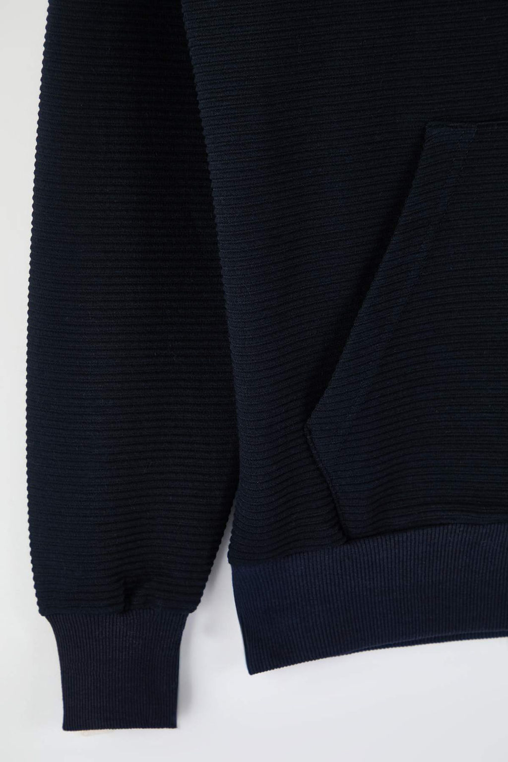 Lacivert Regular/Normal Kesim Fermuarl? Kapusonlu Dokulu Sweatshirt TMNAW26SW00067