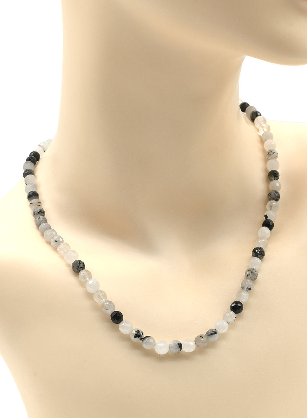 Бусы из Рутилового кварца с черным турмалином шарик гр.7мм, 47см