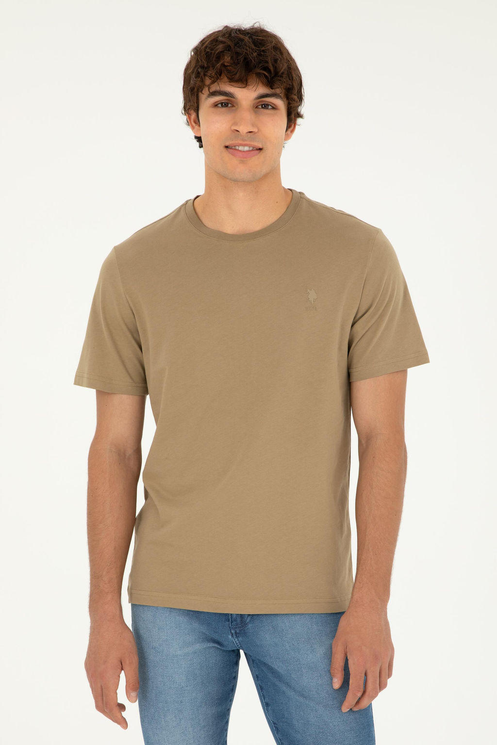 Мужская базовая футболка цвета хаки Неожиданная скидка в корзине