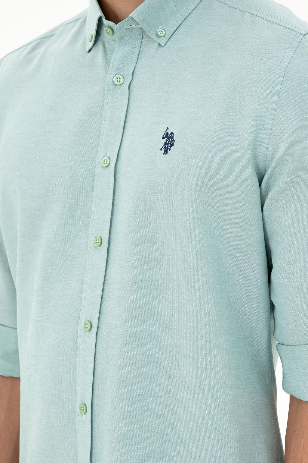Мужская мятная базовая рубашка с длинным рукавом - U.s. polo assn фото 7
