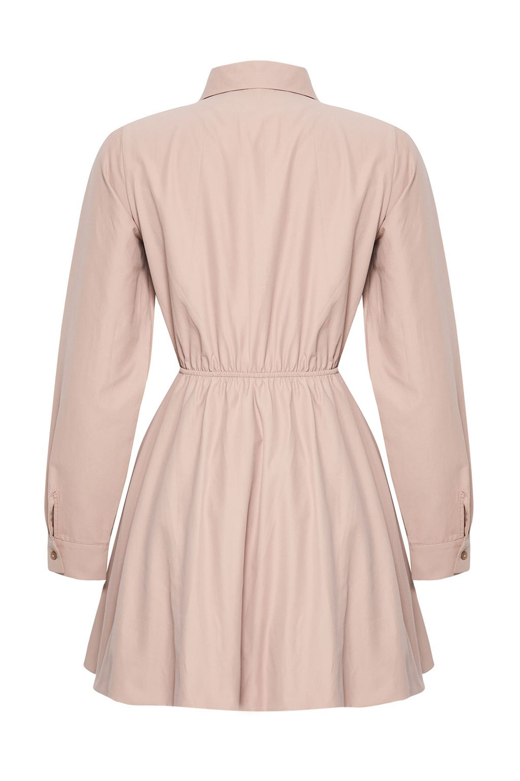 Camel Balon Etek Gomlek Yaka Mini Dokuma Elbise TWOAW25EL00489