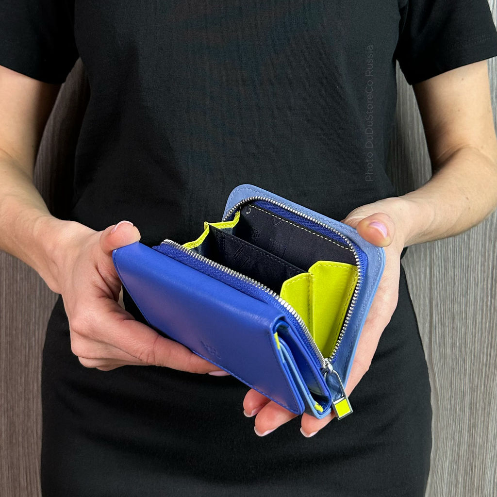 Итальянский кожаный кошелек DuDu серии Pemba | васильковый - Dudubags фото 8
