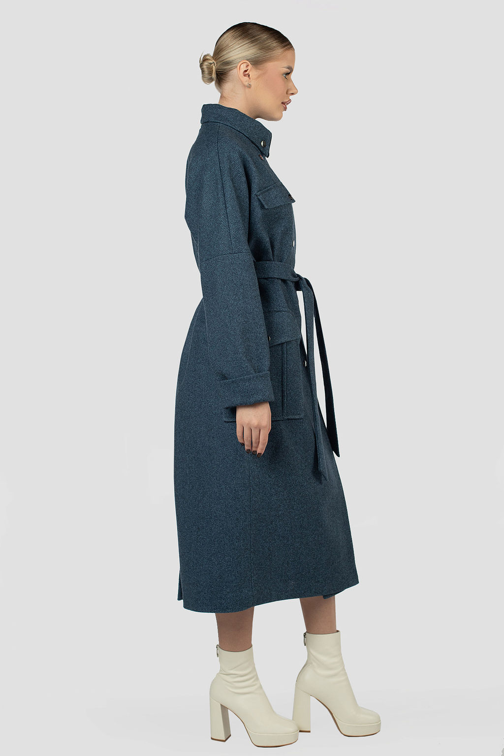 01-12128 Пальто женское демисезонное (пояс) - El podio фото 4