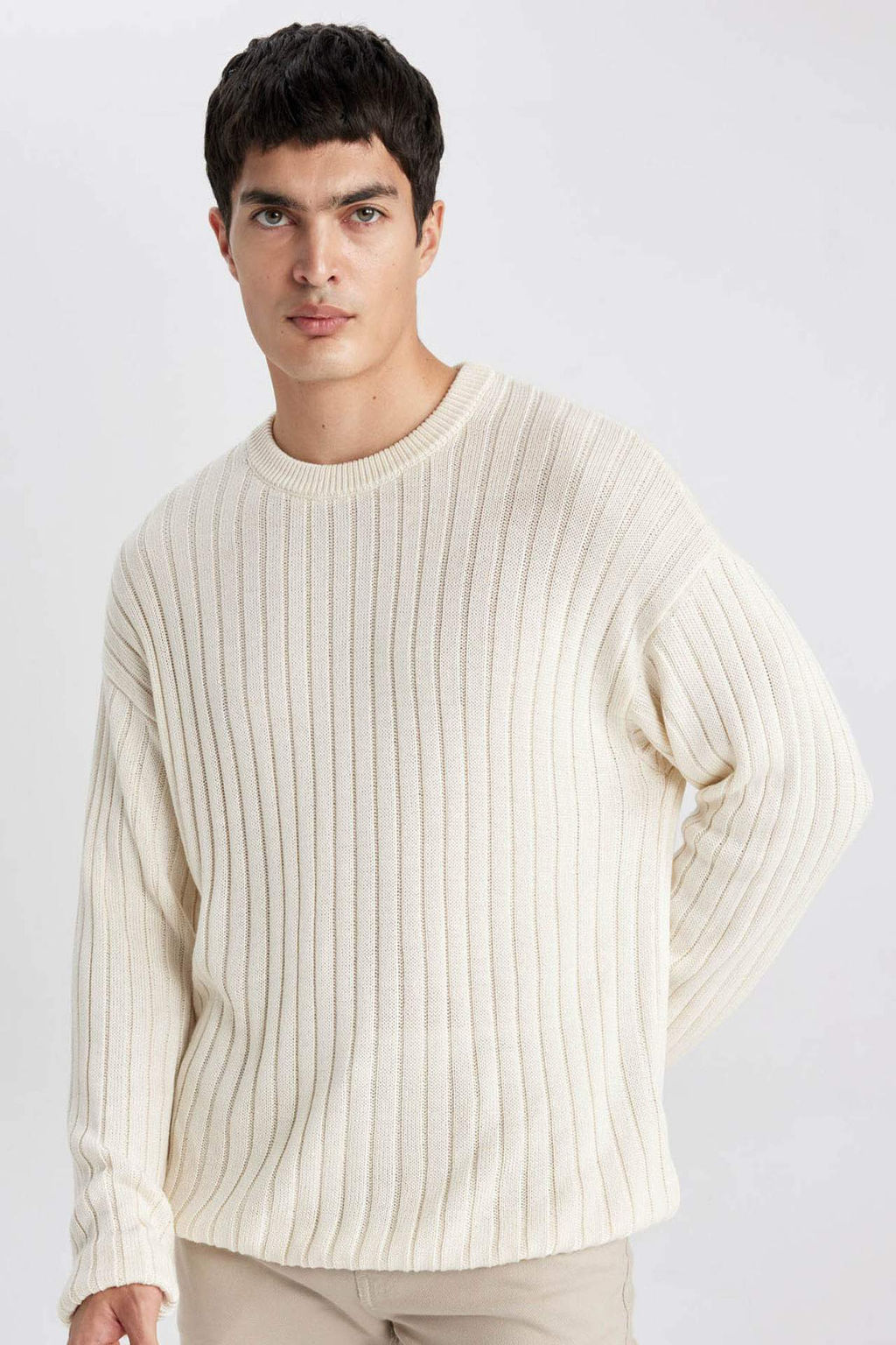 Relax Fit Bisiklet Yaka Basic Duz Triko Kazak - Defacto фото 5