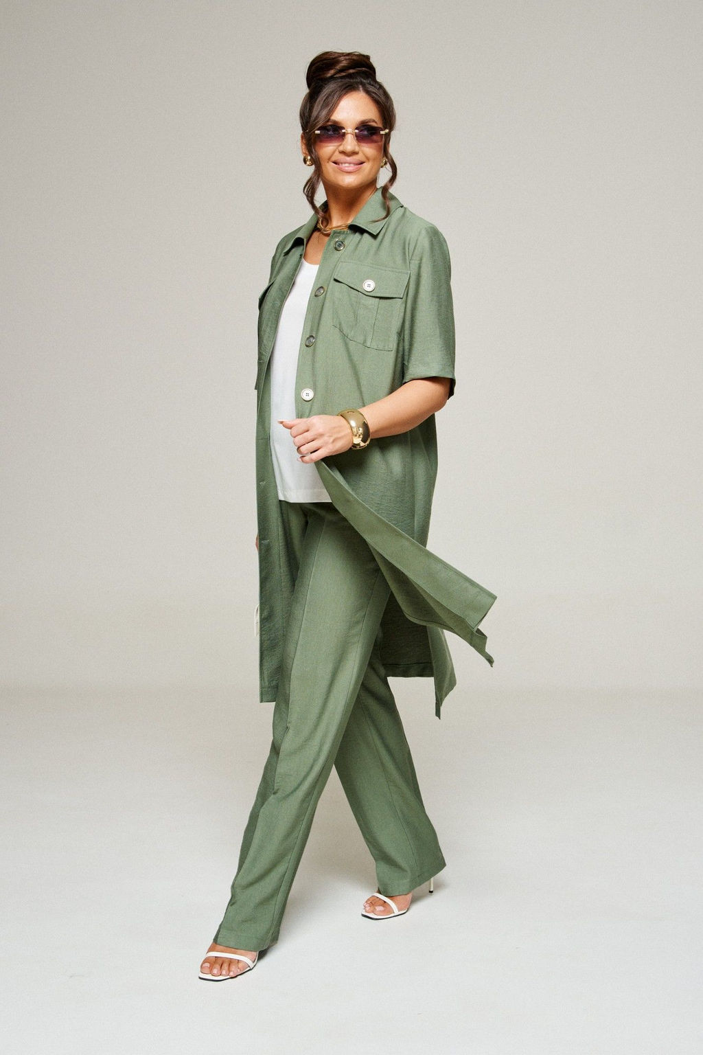 Костюм 6336 хаки, Брюки, Блуза, Топ - Beautiful and free фото 12