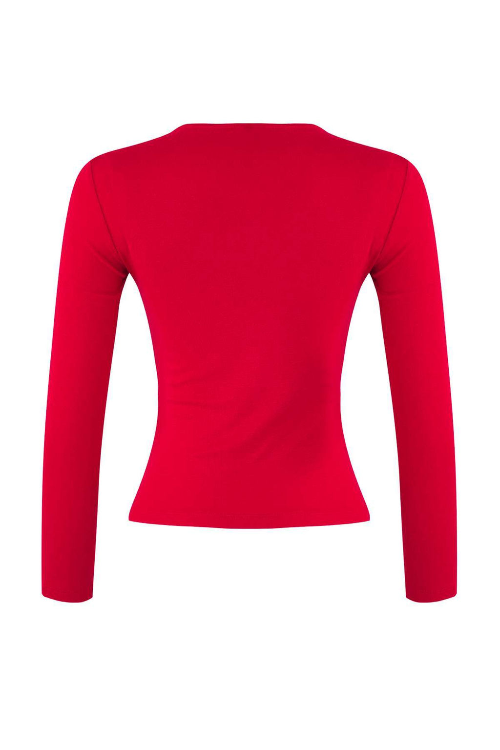 K?rm?z? Cut Out Detayl? Vucuda Oturan Yumusak Tuseli Esnek Orme Bluz TWOAW26BZ00126