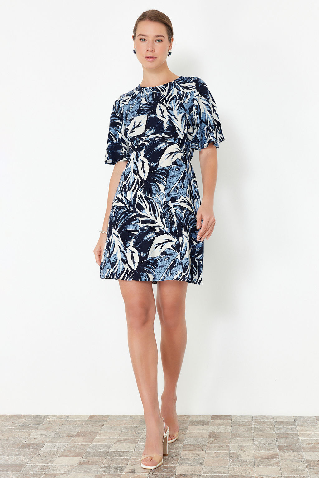 TRENDYOLMILLA Pembe Cicekli A Kesim Viskon Mini Dokuma Elbise TWOSS24EL00632  фото 9