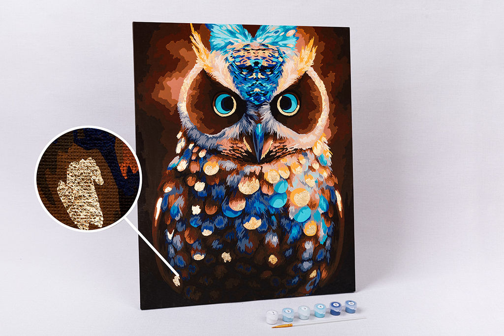 ФРЕЯ PNB/PLPT-174 Набор для раскрашивания по номерам ( с поталью ) 50 х 40 см Волшебный филин  фото 6