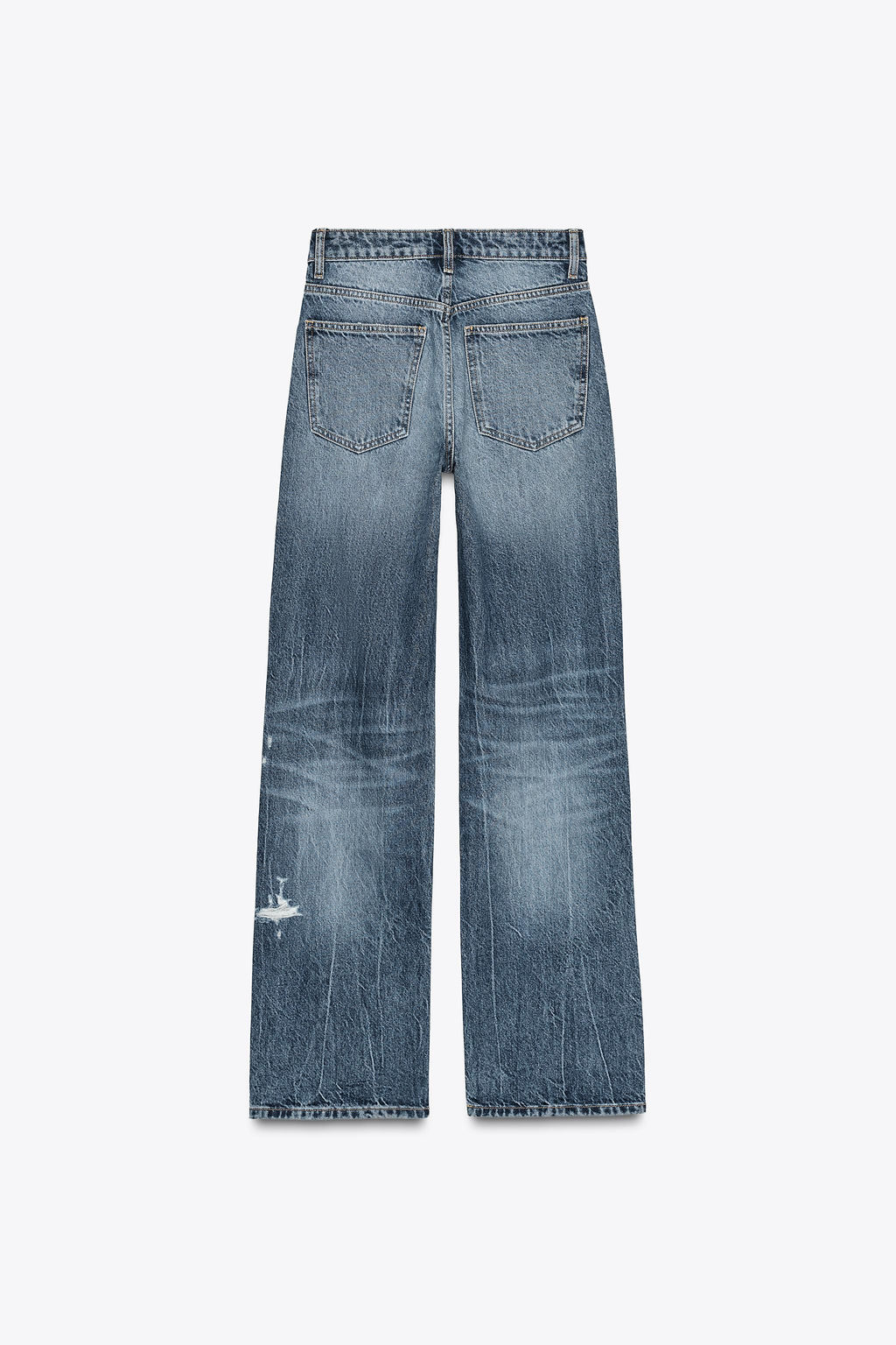 TRF RIPPED MID-WAIST WIDE-LEG JEANS