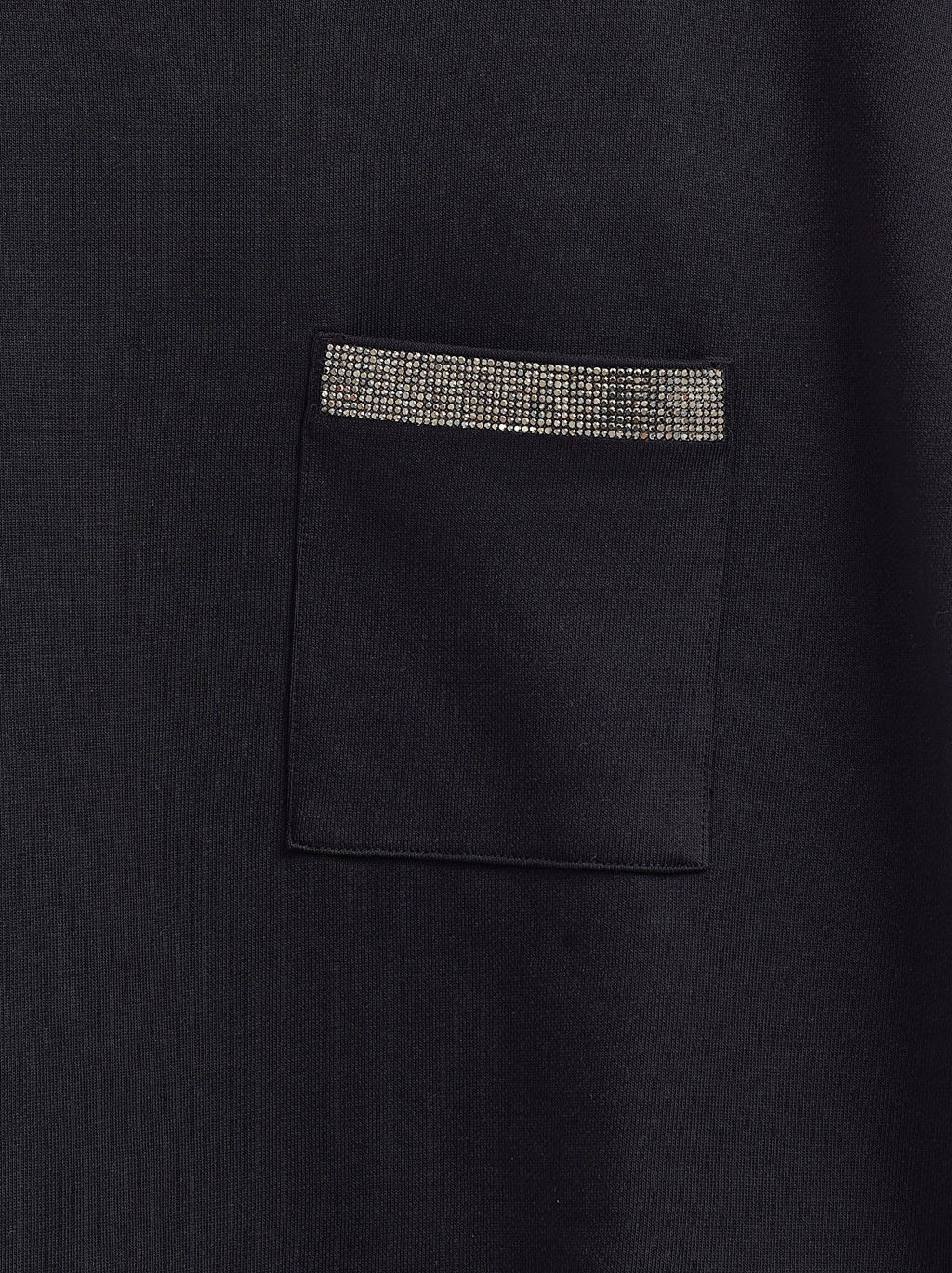 CONTE Удлиненная футболка из футера c карманом и аппликацией из стразов LD 2596 black