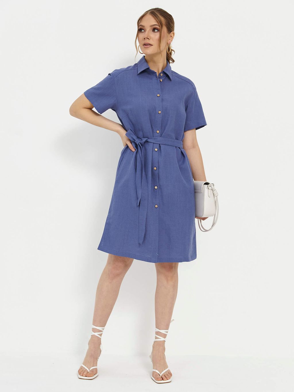 из 100% льна премиального качества. Платье Лион синее - Vals фото 5