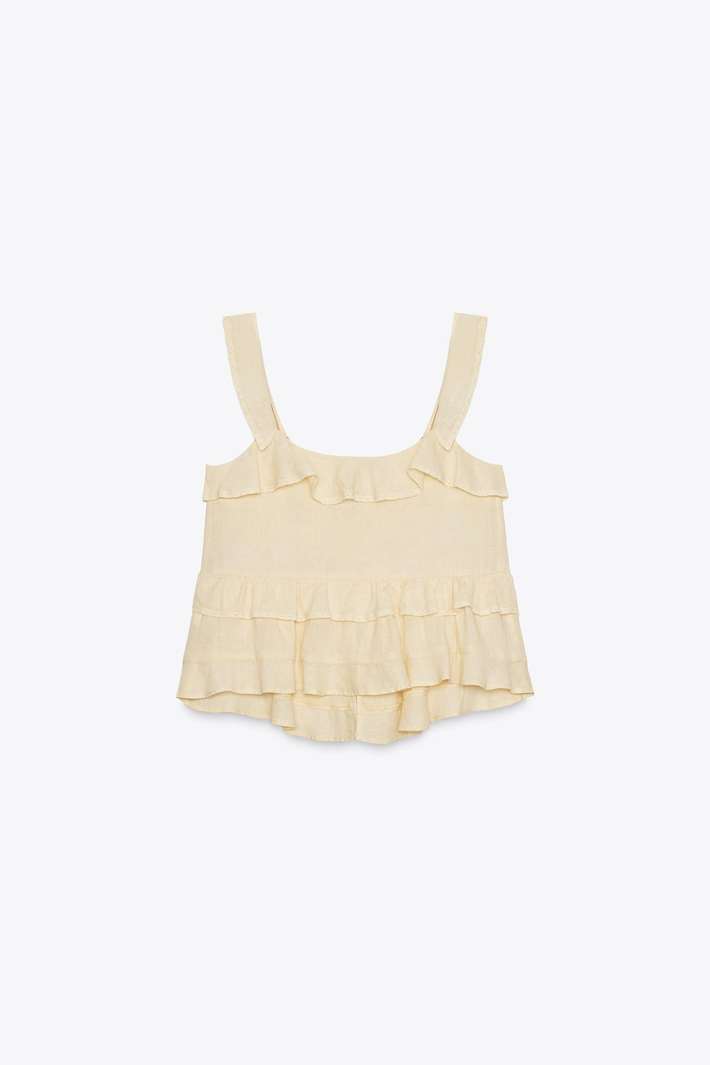 RUFFLED LACE LINEN BLEND TOP - Zara фото 7