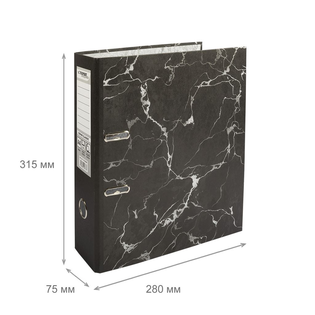 Expert Complete Регистратор под мрамор 75 мм 10 шт. Classic Lite A4 арочный механ. матовый черный EC102820