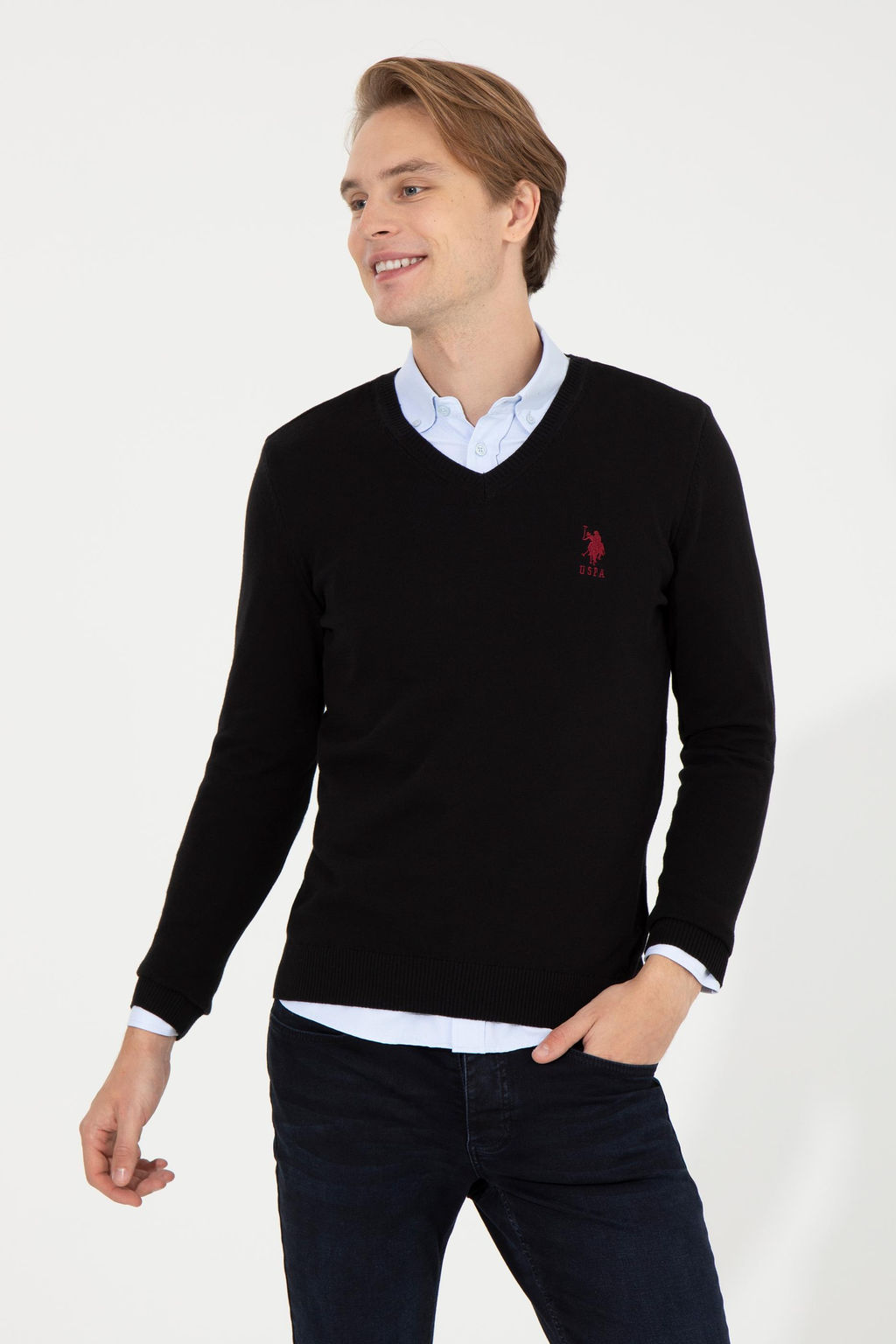Мужской черный трикотажный свитер Basic - U.s. polo assn фото 13