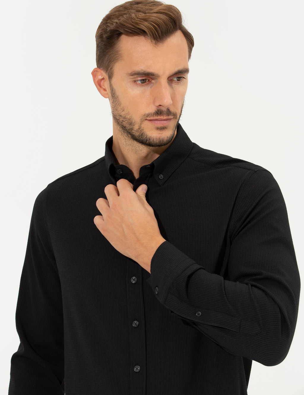 Siyah Slim Fit Uzun Kollu G_mlek