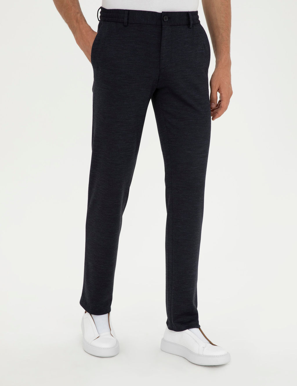 Koyu Lacivert Slim Fit Y_n Kar___ml_ Pantolon