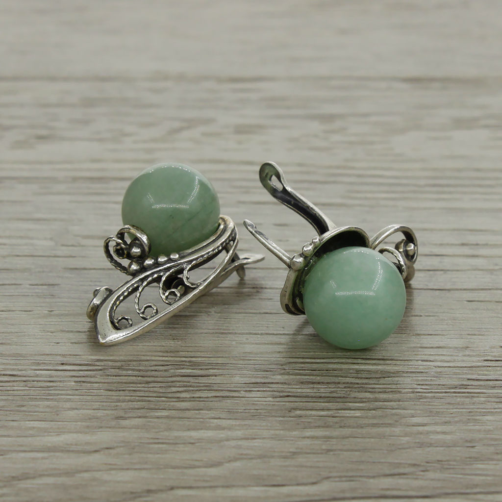 Серьги Грейс авантюрин, круглые - Agat77 фото 2