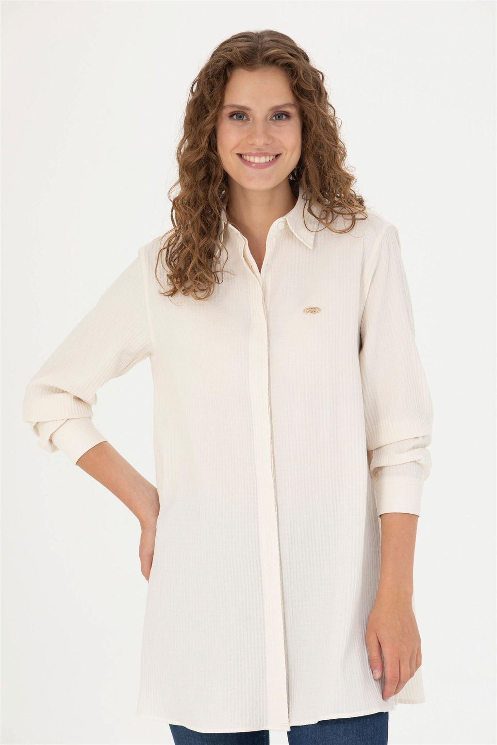 U. S. Polo Assn Женская рубашка с длинным рукавом цвета экрю - U.s. polo assn фото 3