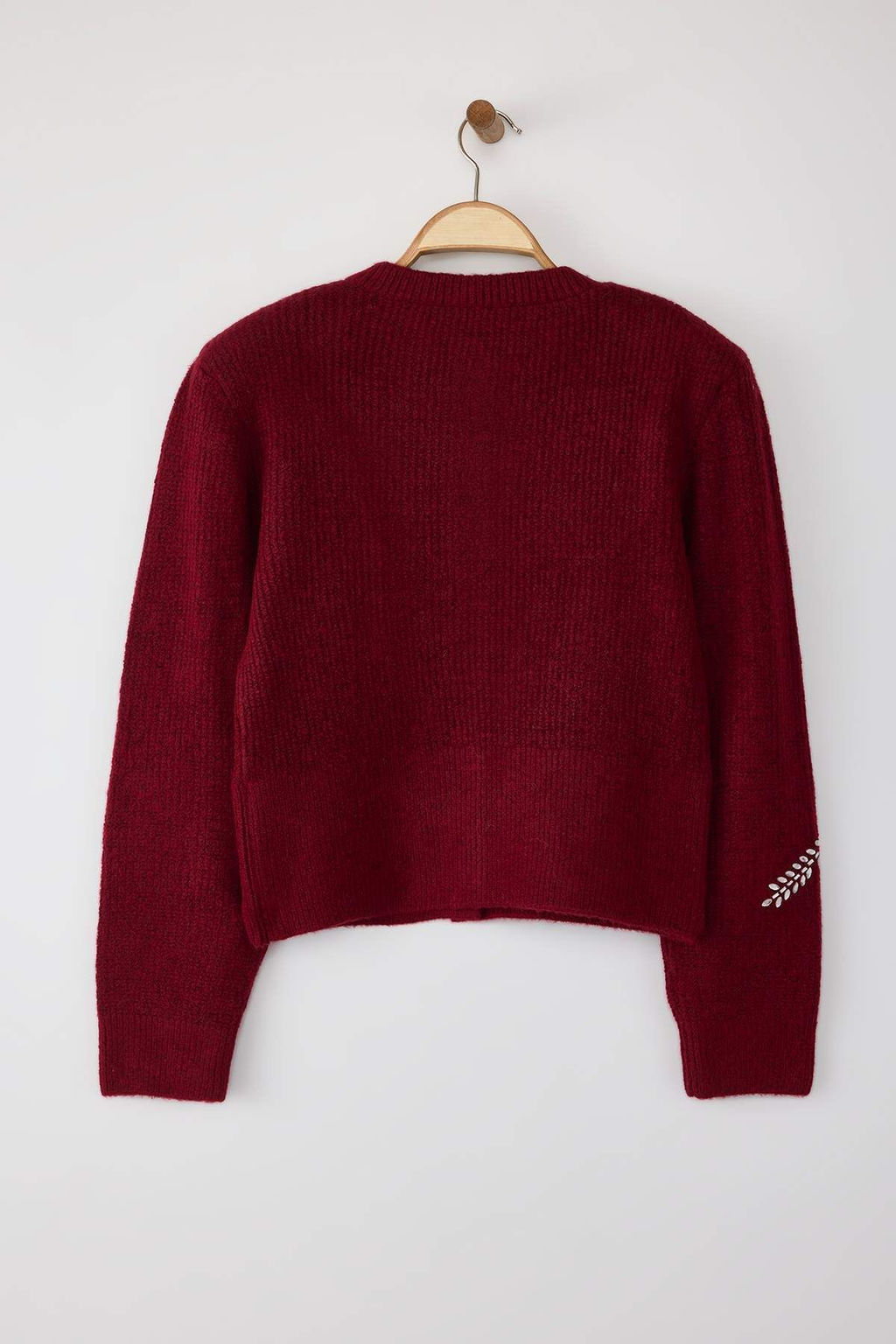 Bordo Yumusak Dokulu Tas Islemeli Triko H?rka TWOAW26HI00063 - Trendyolmilla фото 7