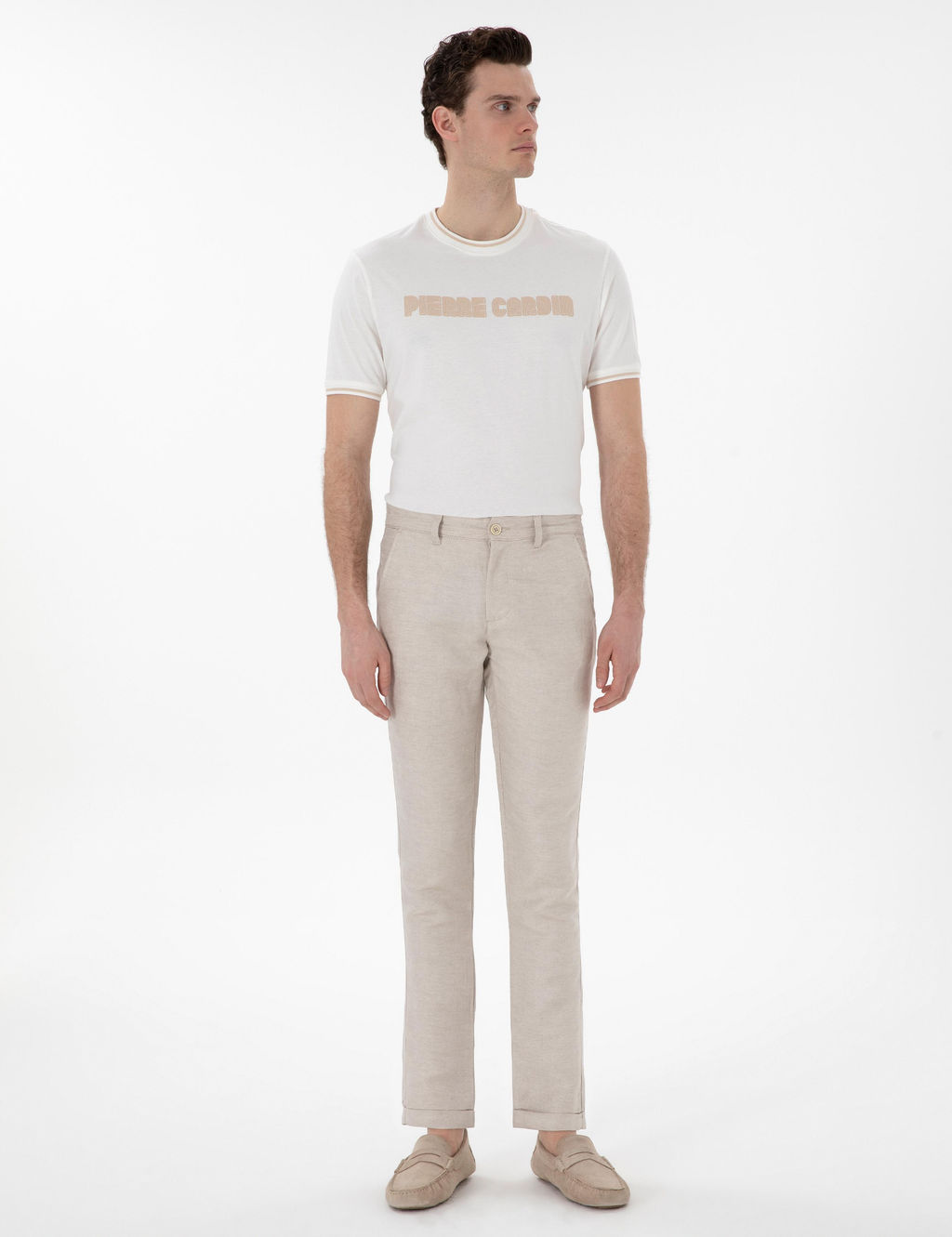 Bej Keten Kar___ml_ Slim Fit Kanvas Pantolon - Pierre cardin фото 3