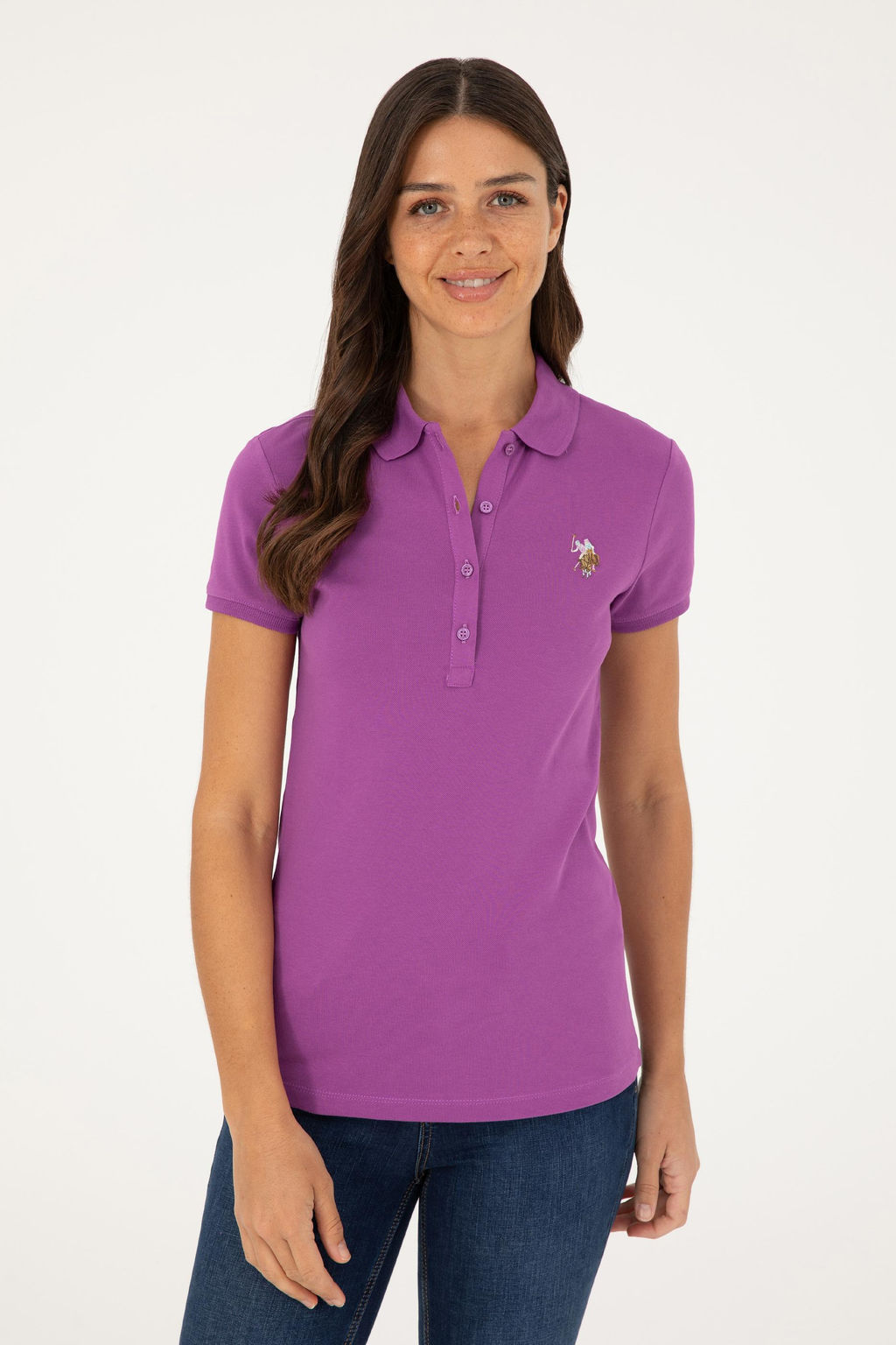 Поло U.S. Polo Assn G082SZ011 фиолетовая из хлопка