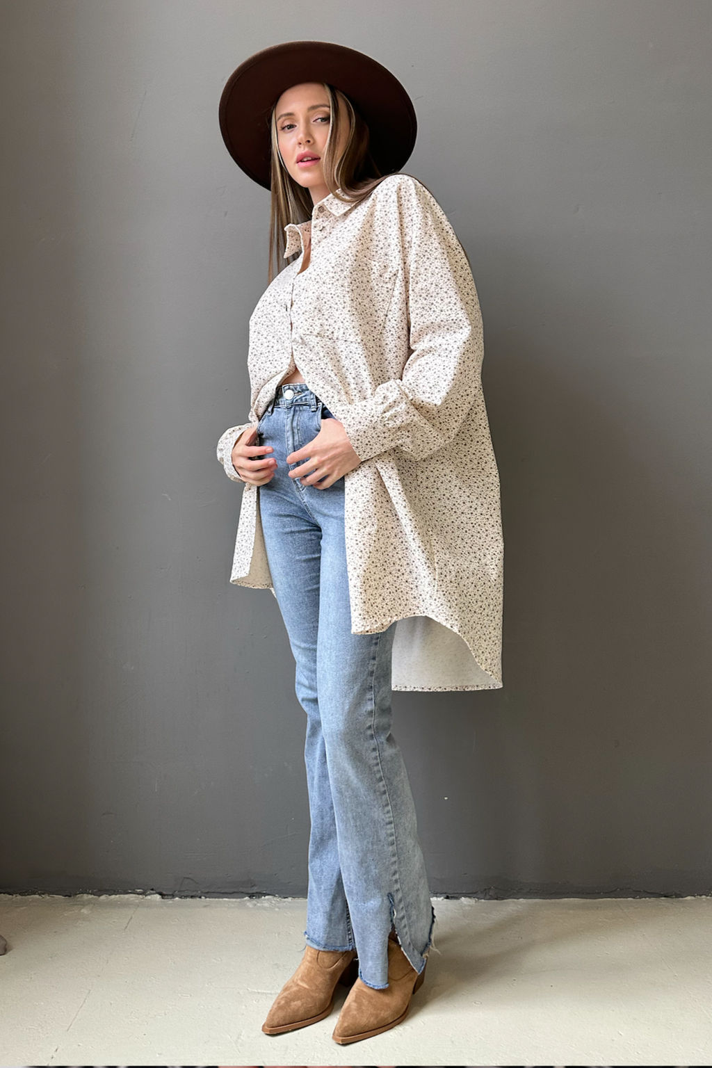 Рубашка женская HUG077/02/Молочный, коричневый - Rise фото 6