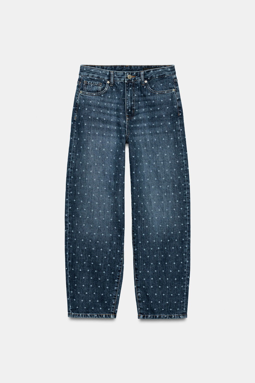 JEANS ZW COLLECTION TAPERED TIRO MEDIO LUNARES / azul - Zara фото 6