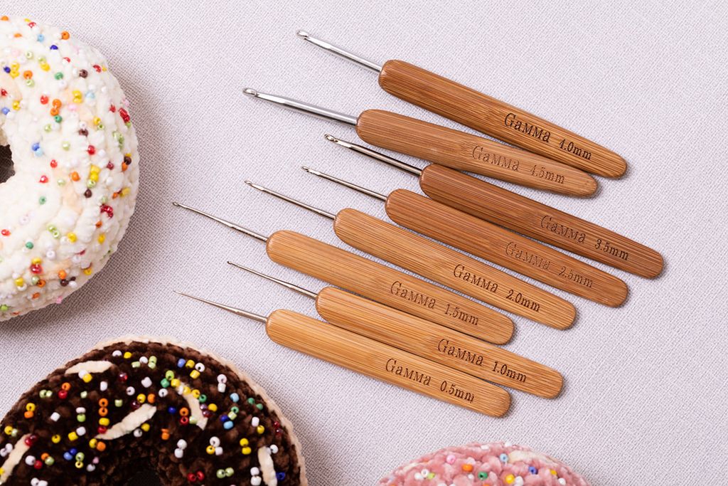 Для вязания Gamma RHB крючок с бамбуковой ручкой сталь бамбук d 2.0 мм 13.5 см в блистере фото 6