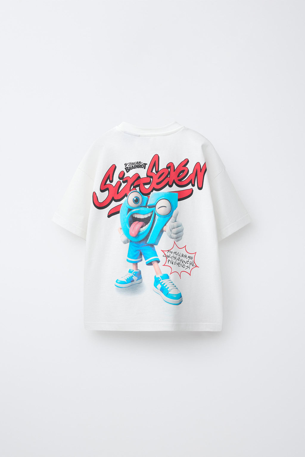 CAMISETA ESTAMPADA SIX SEVEN SKIFIDOL ITALIAN BRAINROT / Blanco