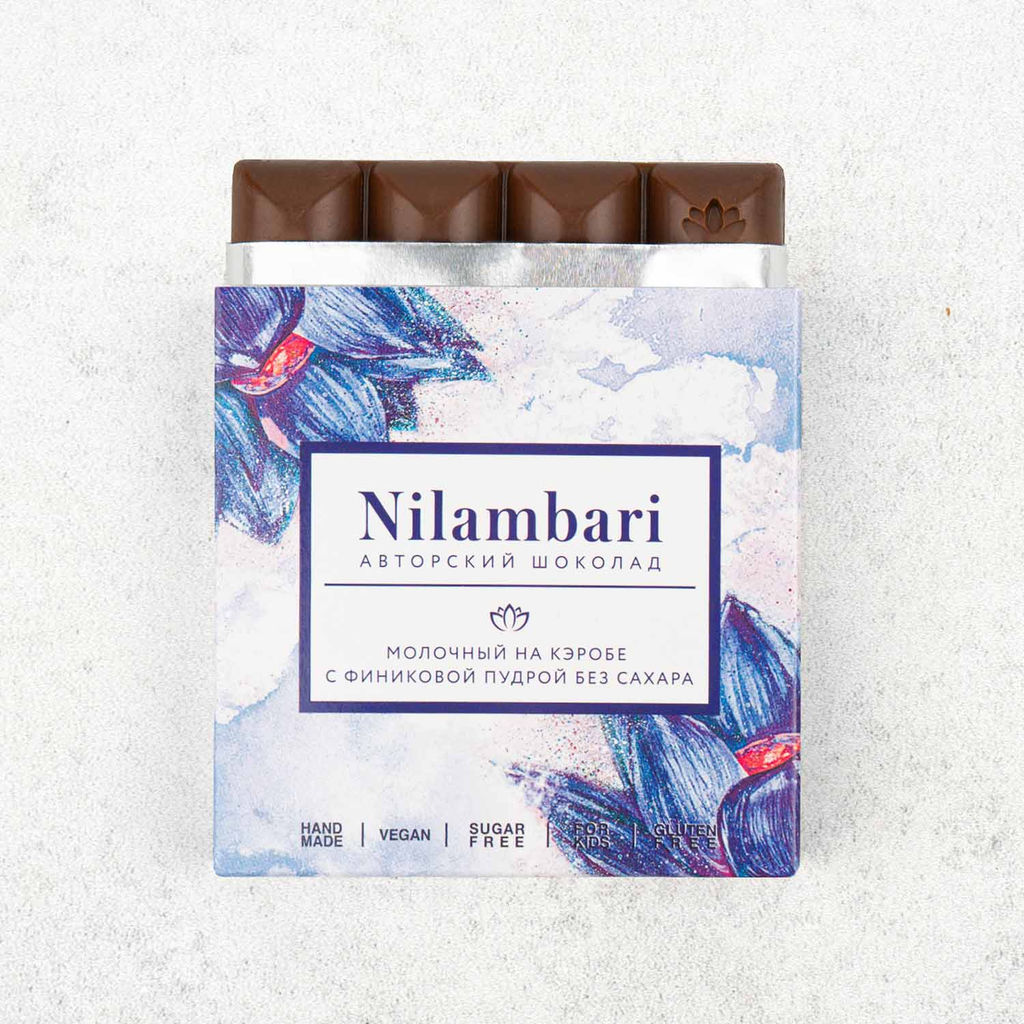 Шоколад Nilambari молочный на кэробе с финиковой пудрой без сахара