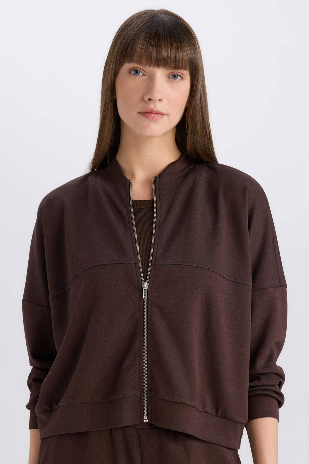 Relax Fit Hakim Yaka Basic Duz Fermuarl? Sweatshirt - Defacto фото 4