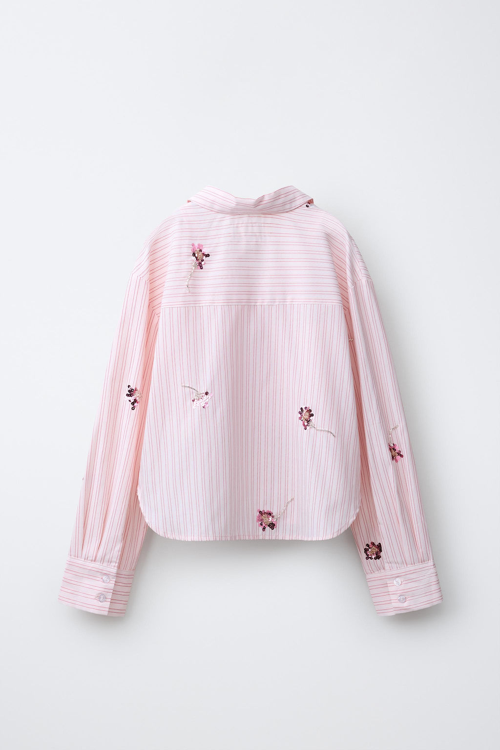 CAMISA Y TOP RAYAS FLORES LENTEJUELAS / Rosa pastel - Zara фото 8