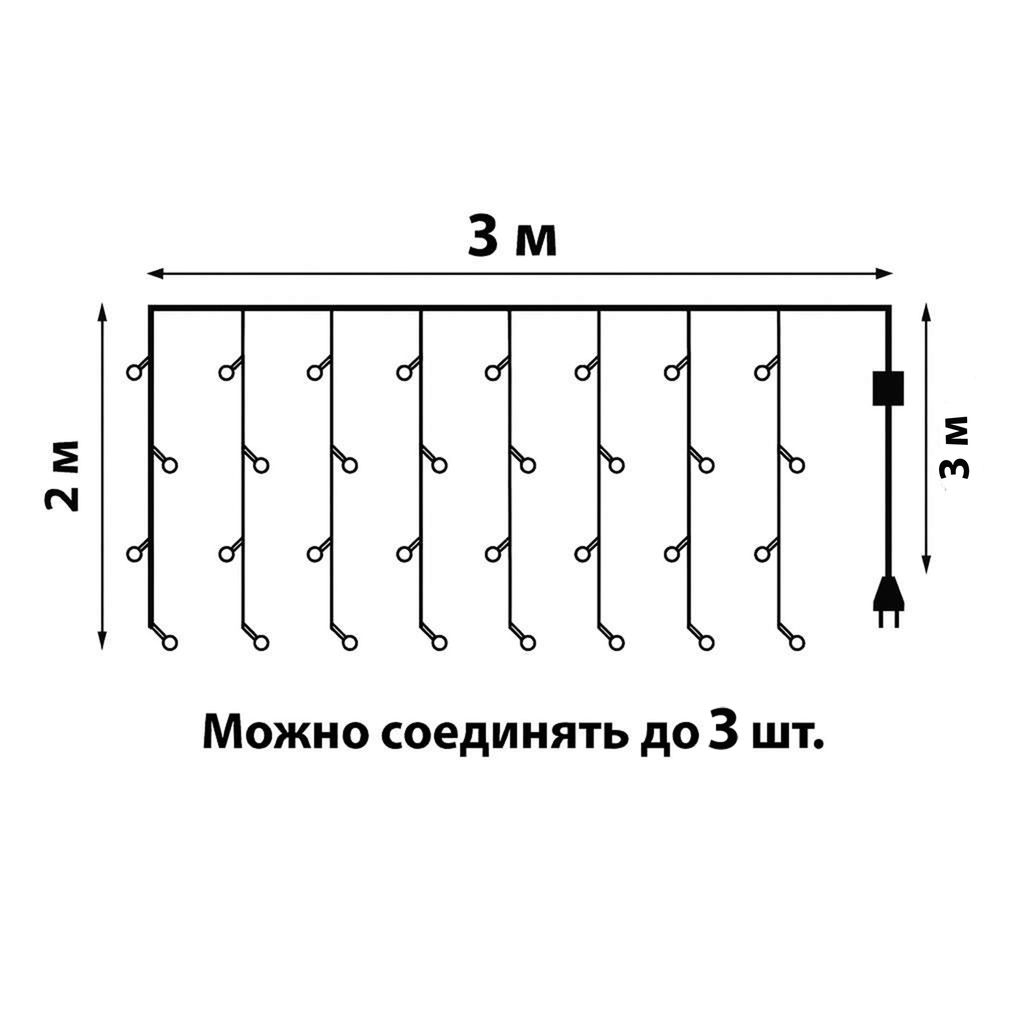 ULD-C3020-264/TTK WARM WHITE IP44 Занавес светодиодный с эффектом мерцания, 3х2м. 264 светодиода. Теплый белый свет. Провод прозрачный. TM Uniel - Volpe фото 16