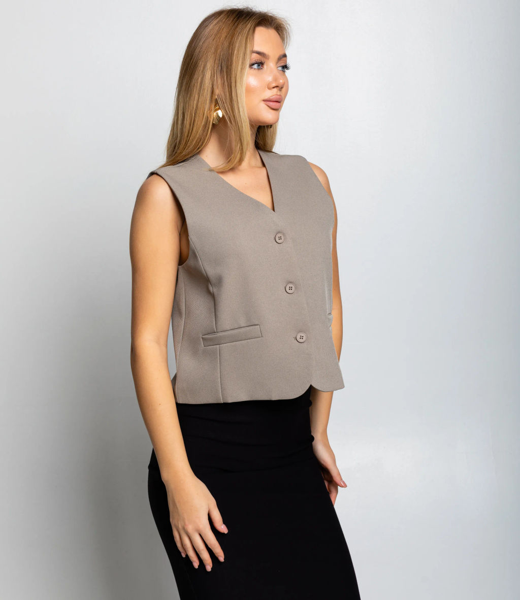 Жилет #КТ6001 (6), бежево-серый - Dommod фото 2