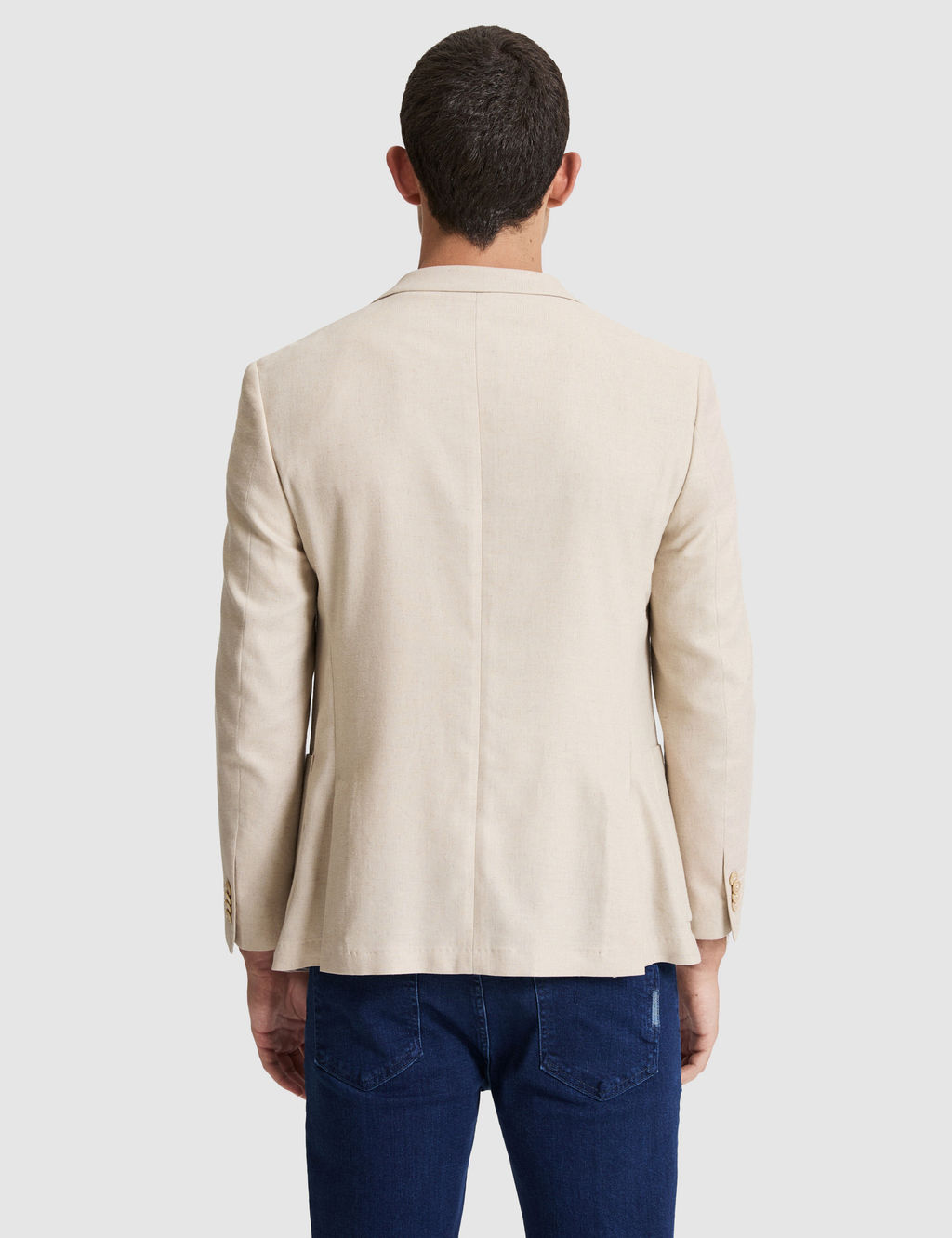 Bej Ex. Slim Fit Keten Kar___ml_ Ceket