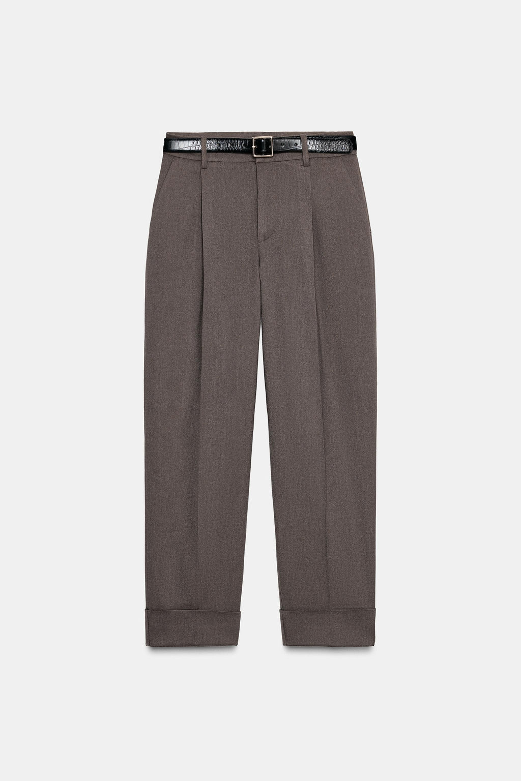 TROUSERS WITH TURN-UP HEMS AND BELT - Zara фото 7