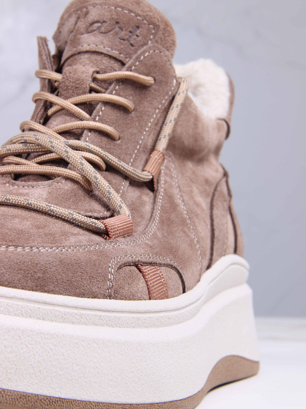 Ботинки 229.windybe. Серо-коричневая замша/Шерсть