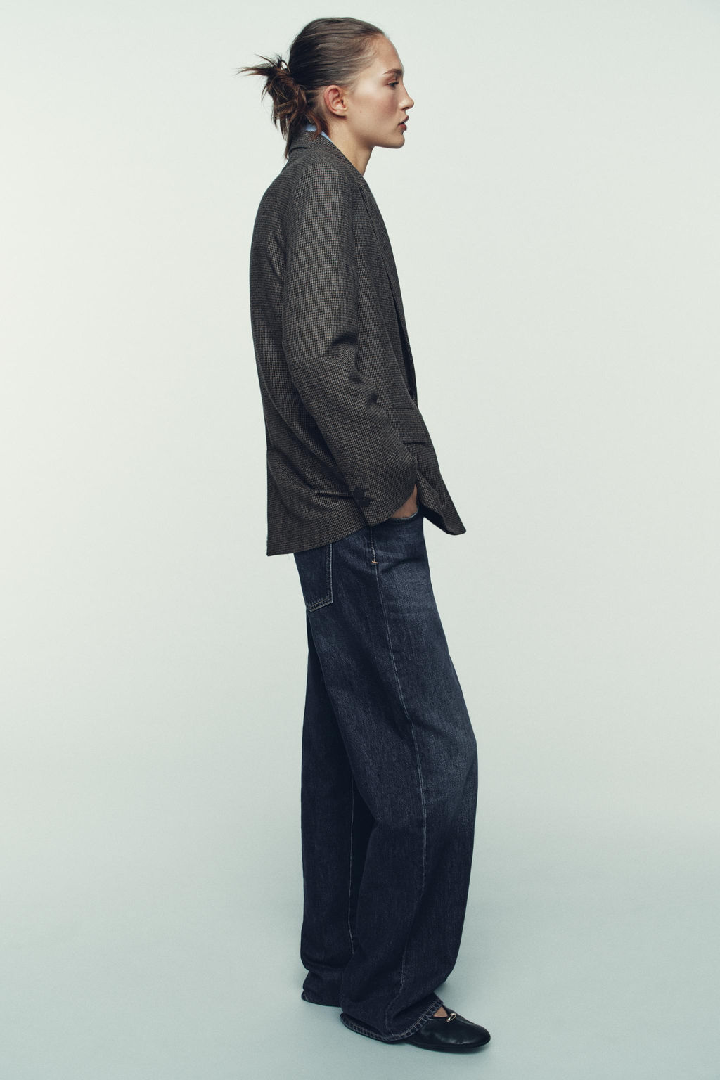 OVERSIZE DOUBLE-BREASTED CHECK BLAZER WITH WOOL