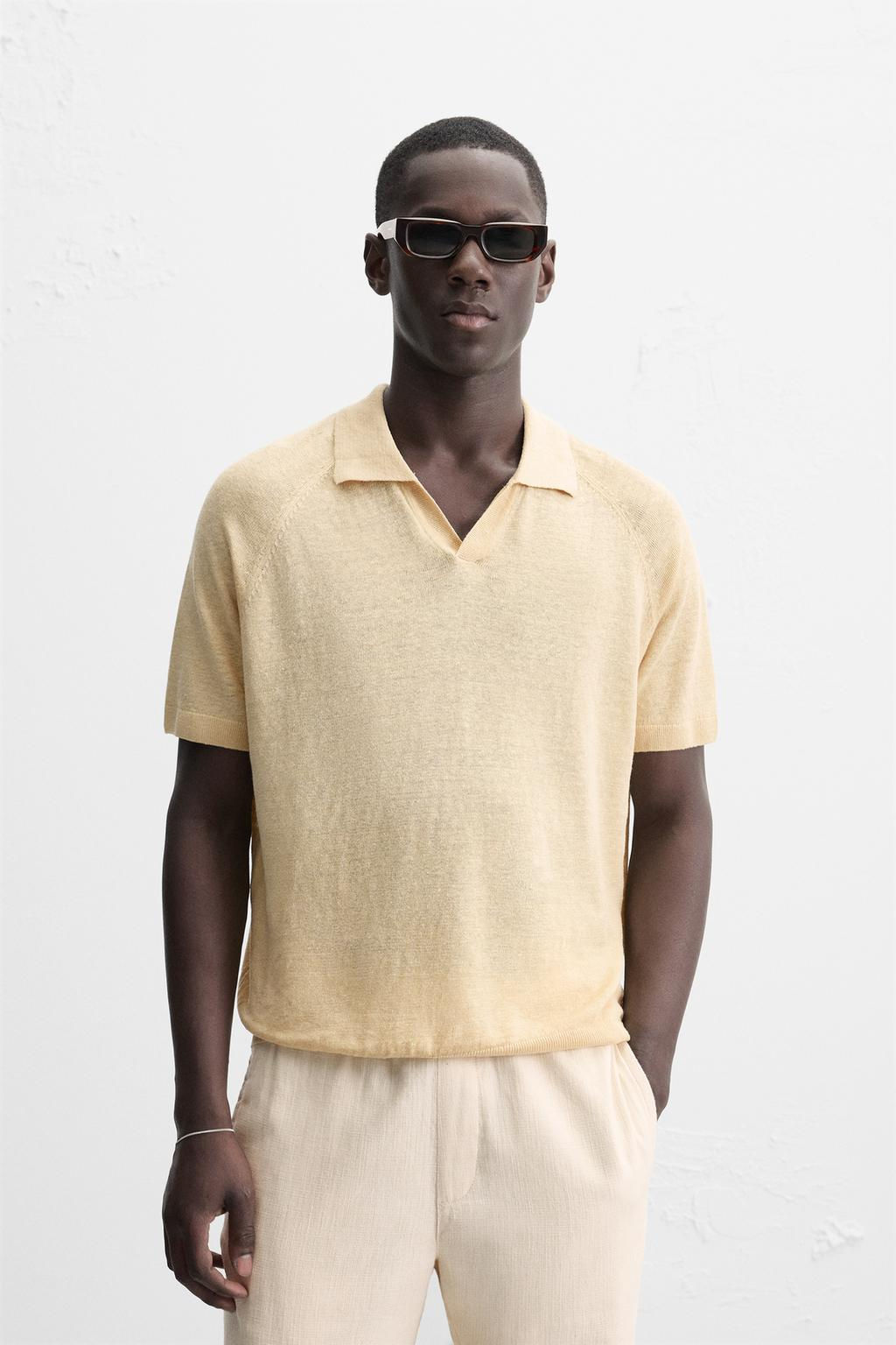 100% LINEN KNIT POLO SHIRT - Zara фото 2