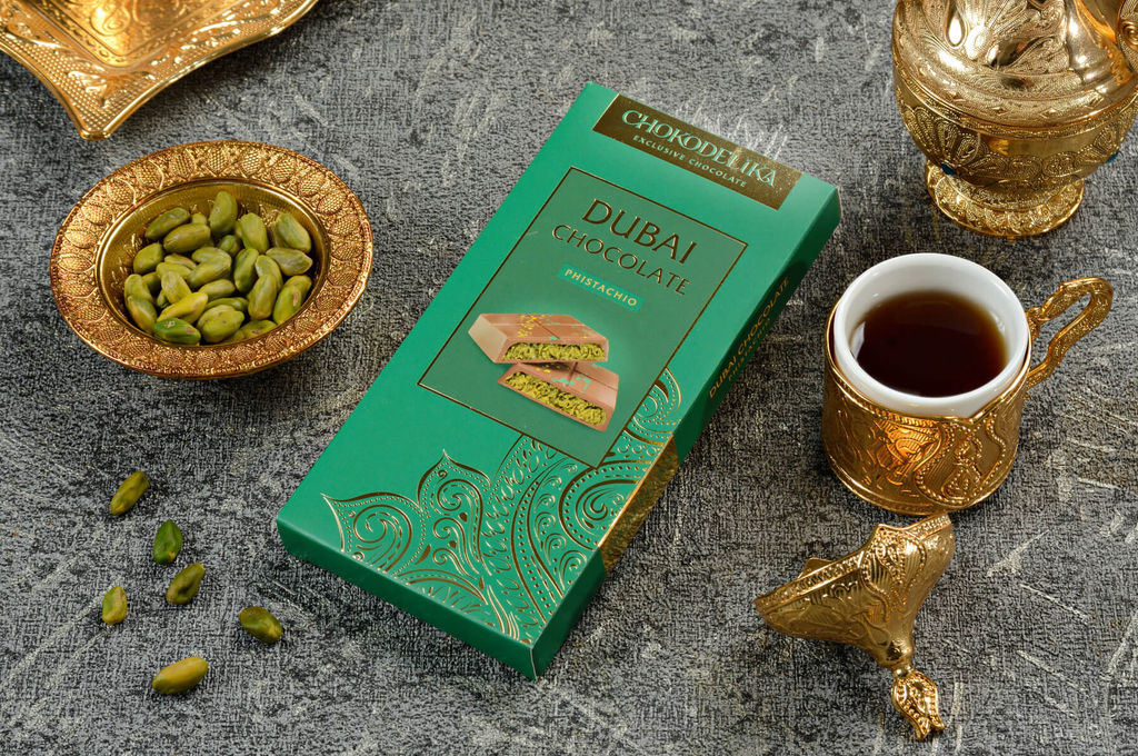 Шоколад молочный Dubai Pistachio с начинкой из фисташки, 180 гр - Chokodelika фото 6