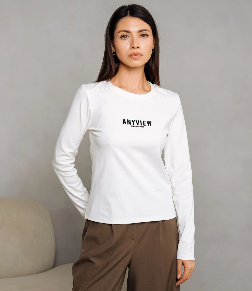 Лонгслив #КТ9072, молочный